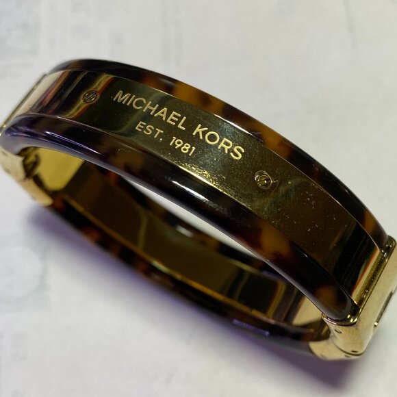 Michael Kors Acrylic/Gold Tone I.D. Hinged Bracelet - Picture 4 of 6